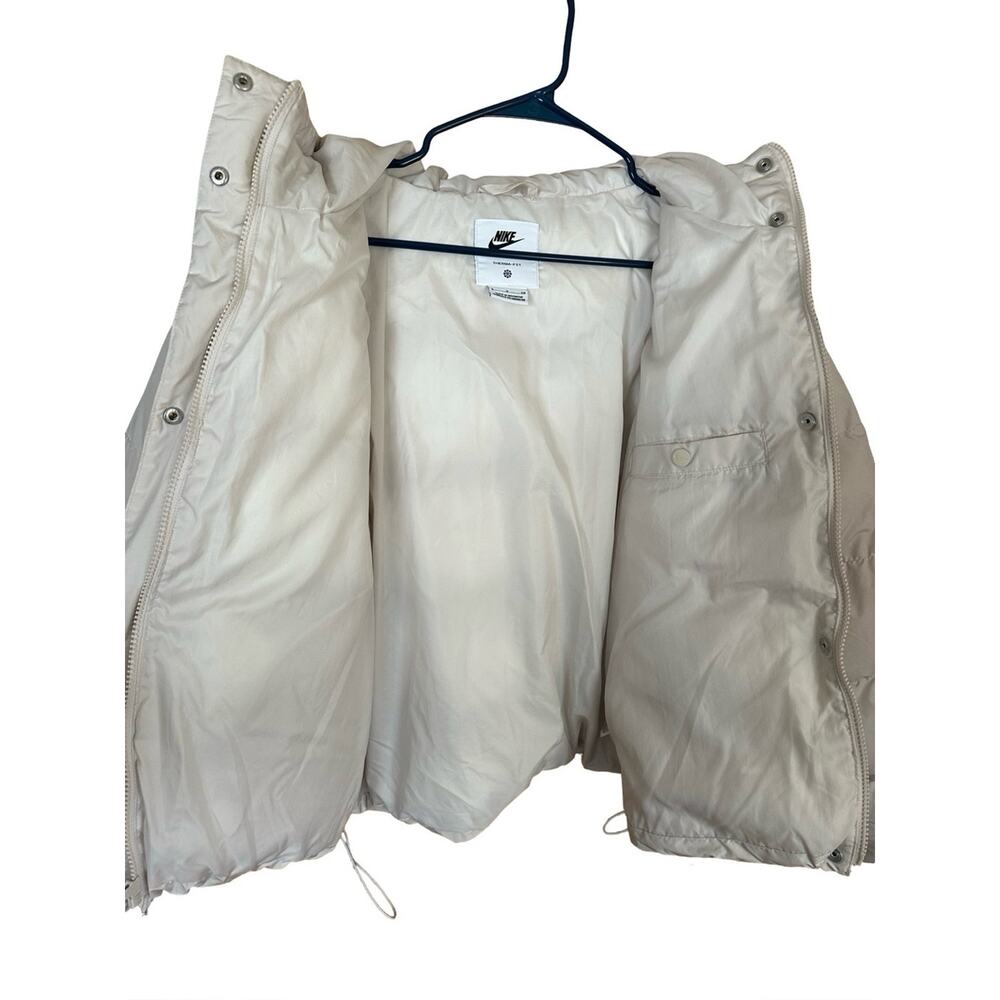 Nike Therma-fit Cropped Hooded Cream Puffer Jacket Sz S - Picture 3 of 9